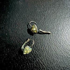 Vintage silvery and faux peridot earrings